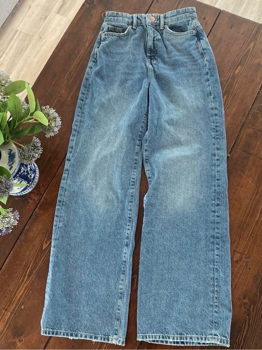 Wide Leg Blue Denim Jeans